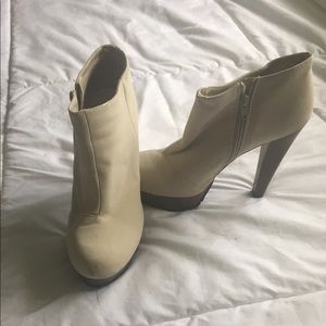 Tan and brown zip up booties